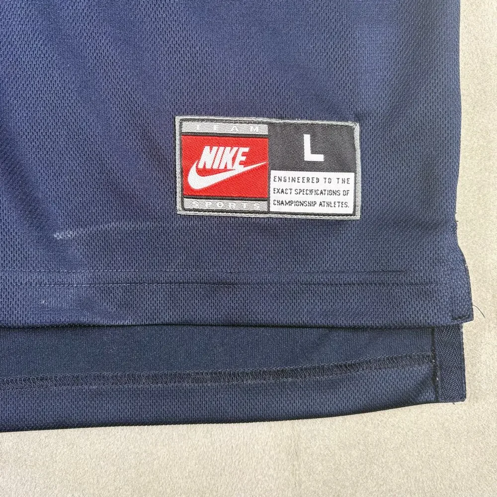 Nike Y2K‎ Colorblock Polo Shirt Mens L Navy Blue Yellow Swoosh Athletic Vintage